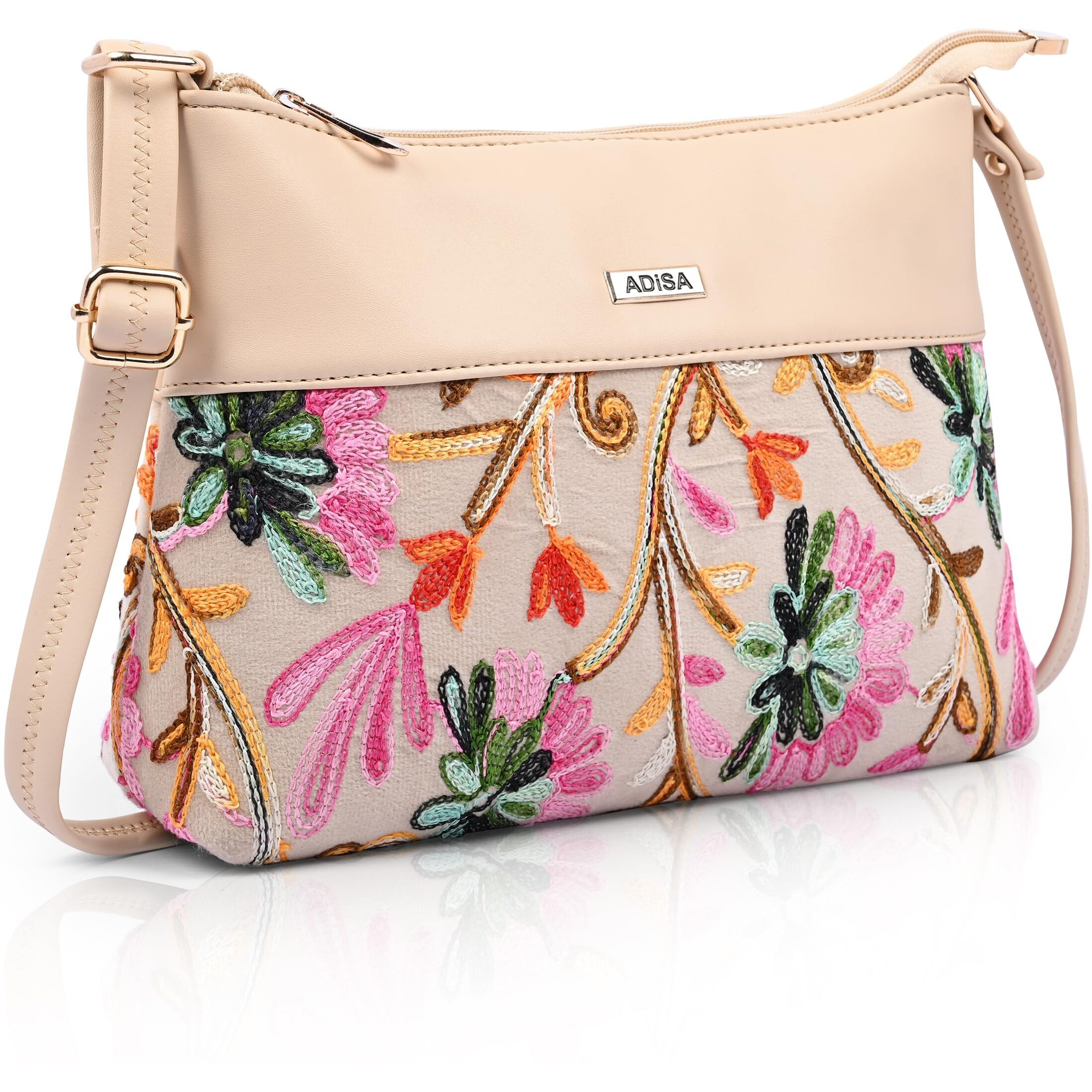 Adisa Women's Girls Embroided Sling Bag (Sl5152-Cre)