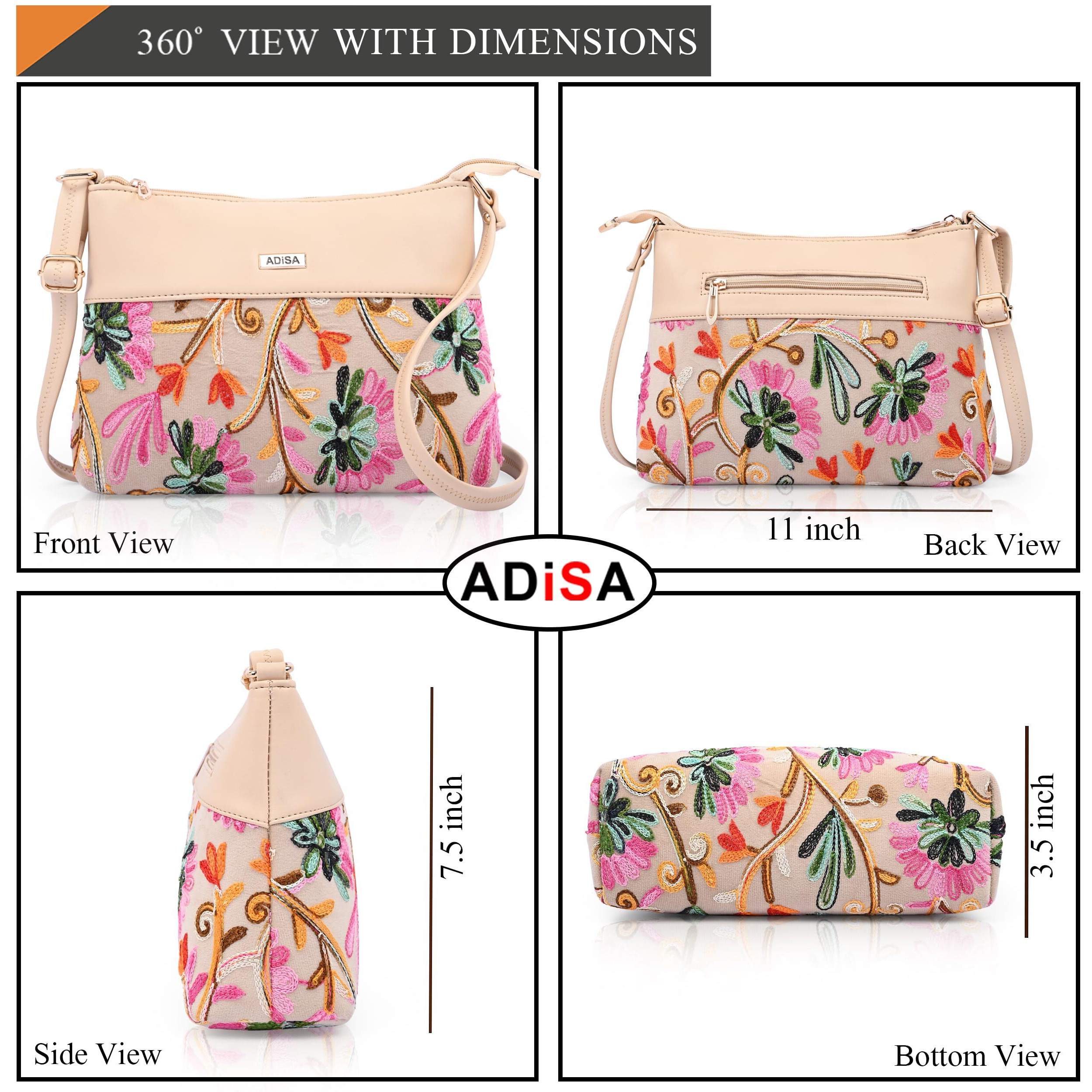 Adisa Women's Girls Embroided Sling Bag (Sl5152-Cre)