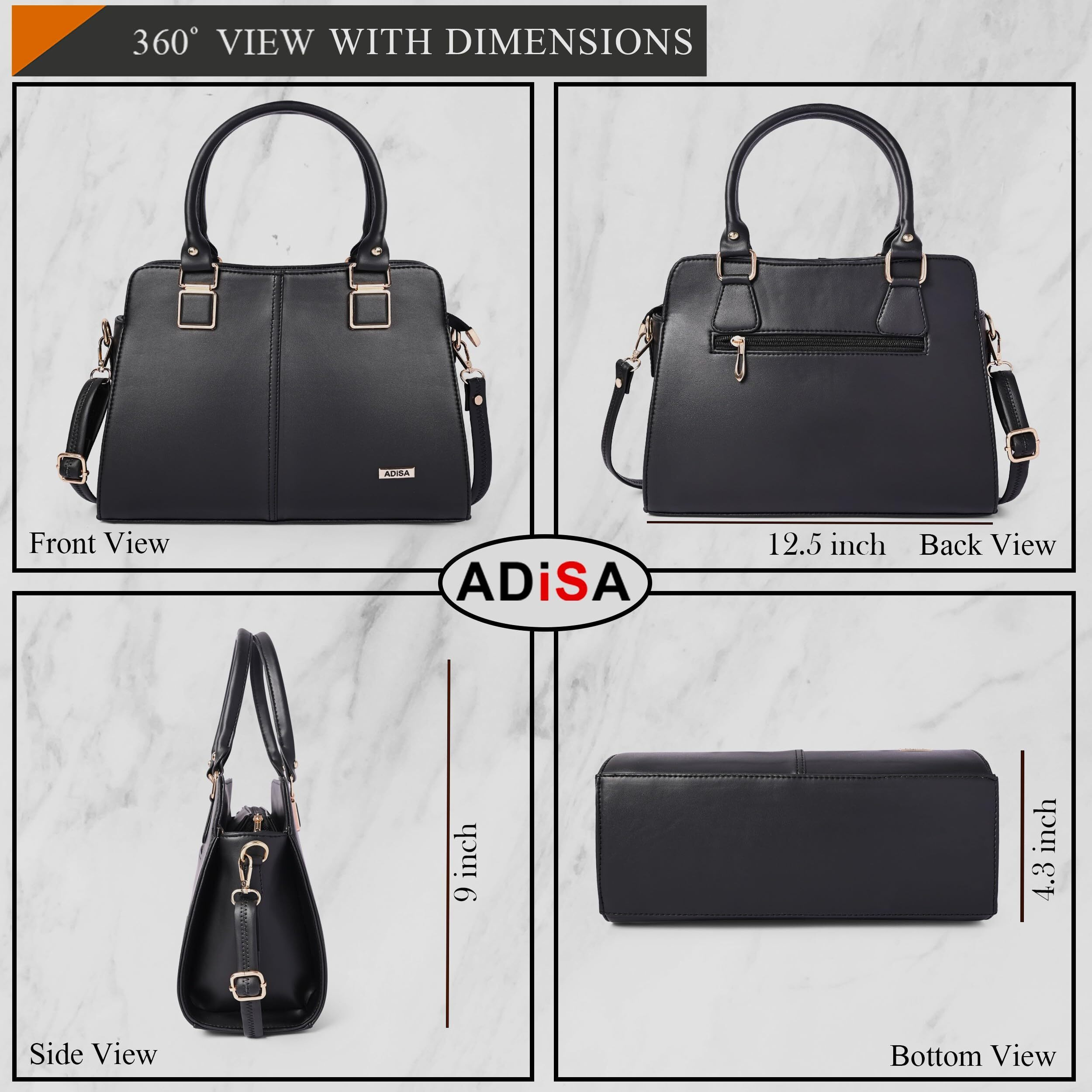 Adisa Gold Square Handbag Shoulder Bag For Women And Girls With Sling Belt (Ad4081-Bla)