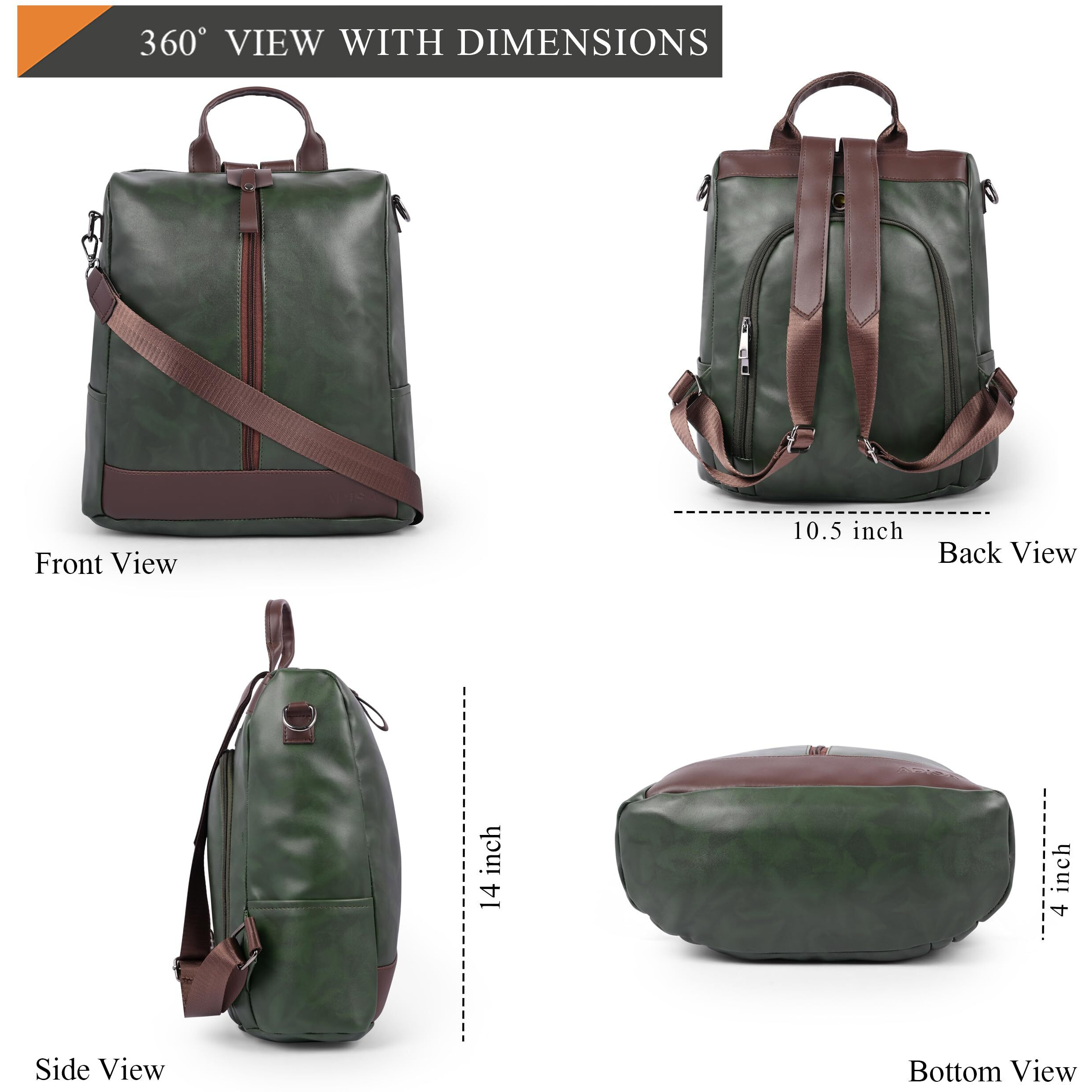 Adisa Faux Leather Backpack Bag For Women & Girls (Bp065-Grn)