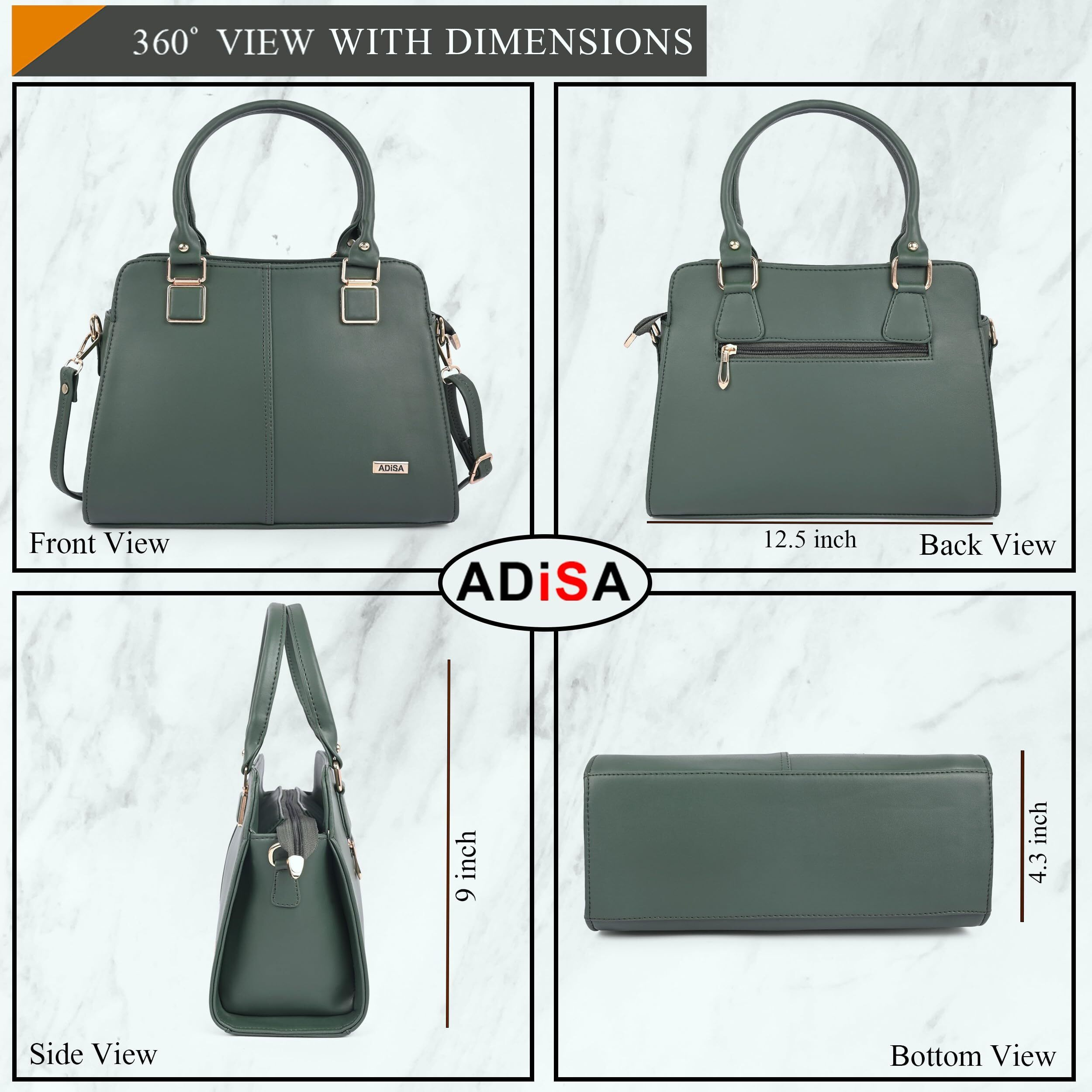 Adisa Gold Square Handbag Shoulder Bag For Women And Girls With Sling Belt (Ad4081-D.Grn)