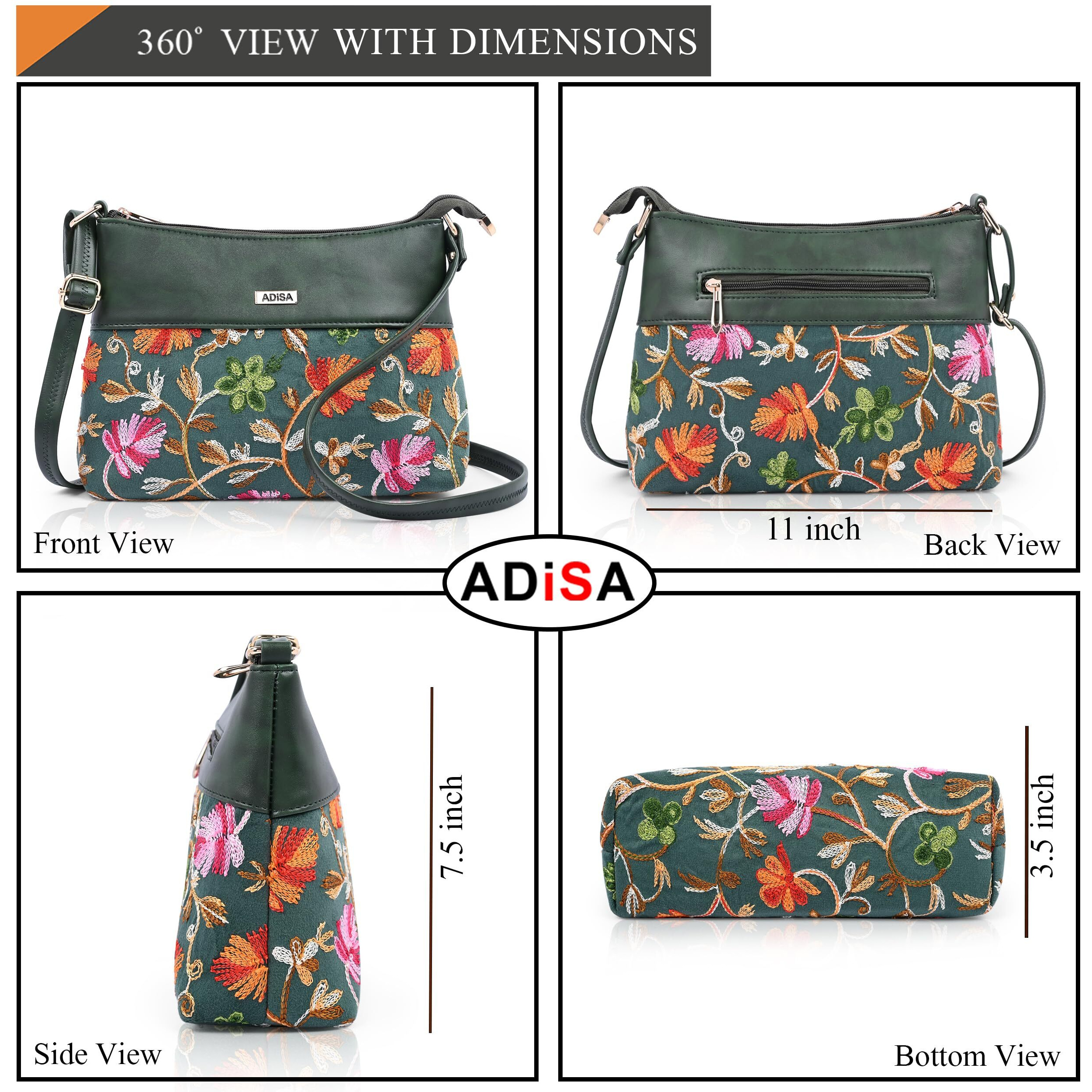 Adisa Women's Girls Embroided Sling Bag (Sl5152-D.Grn)
