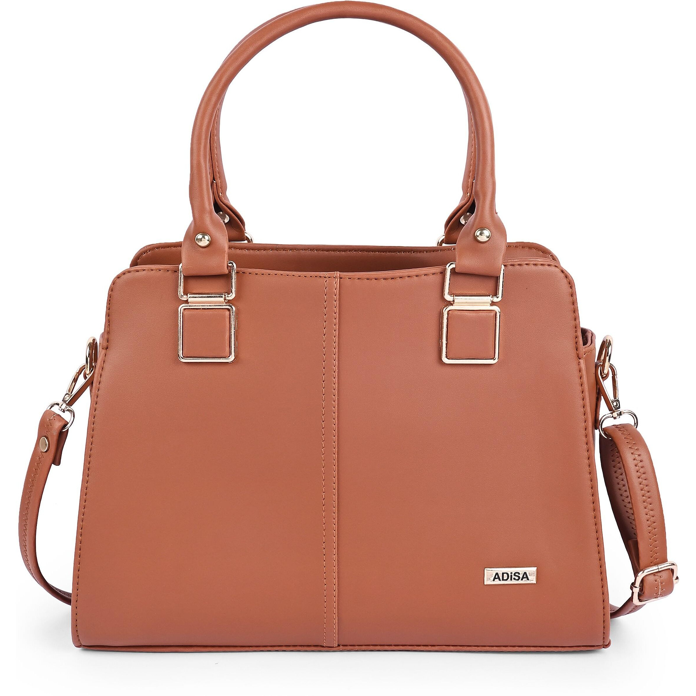 Adisa Gold Square Handbag Shoulder Bag For Women And Girls With Sling Belt (Ad4081-Tan)