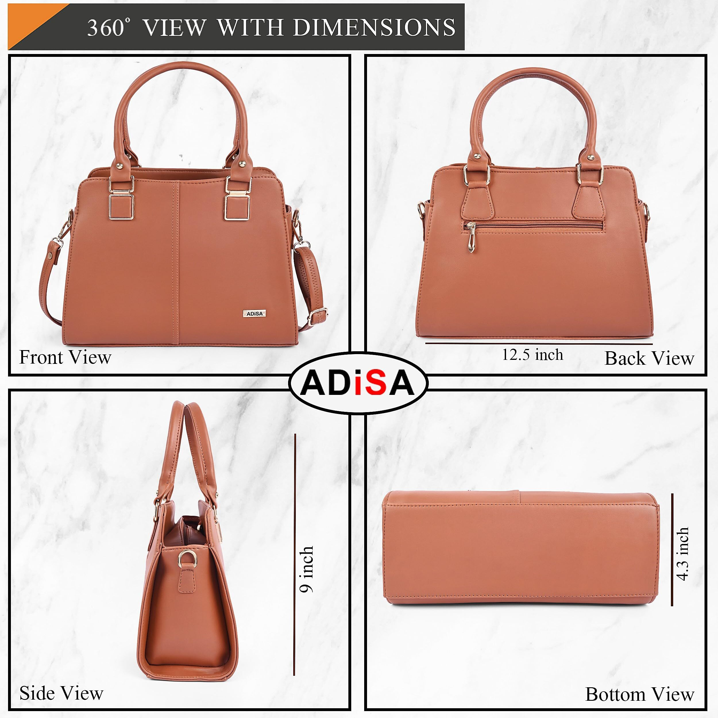 Adisa Gold Square Handbag Shoulder Bag For Women And Girls With Sling Belt (Ad4081-Tan)