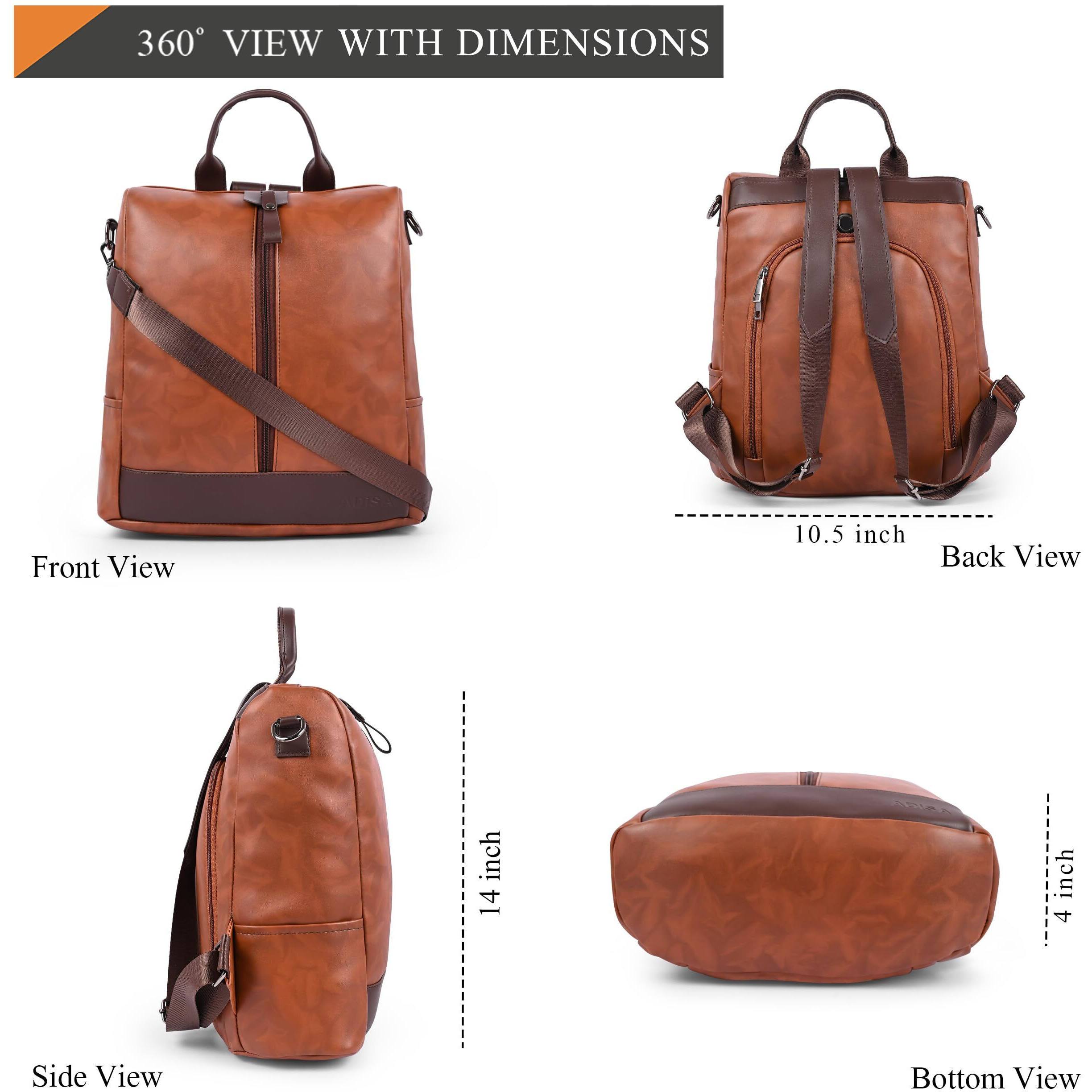 Adisa Faux Leather Backpack Bag For Women & Girls (Bp065-Bro)