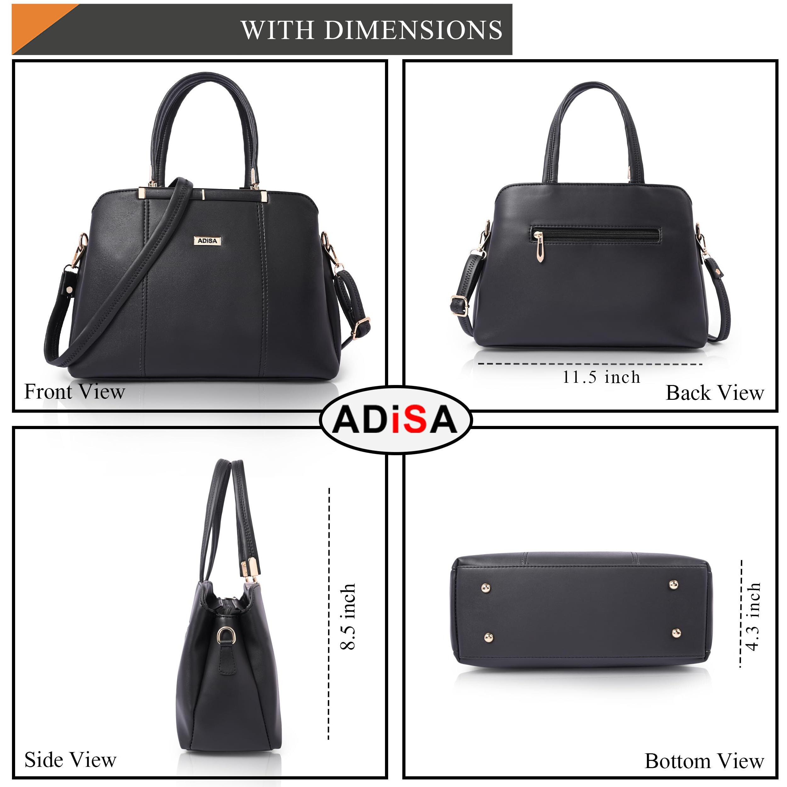 Adisa Two Tone Handbag 3 Compartments Shoulder Bag For Women And Girls With Sling Belt (Ad4084-Bla)