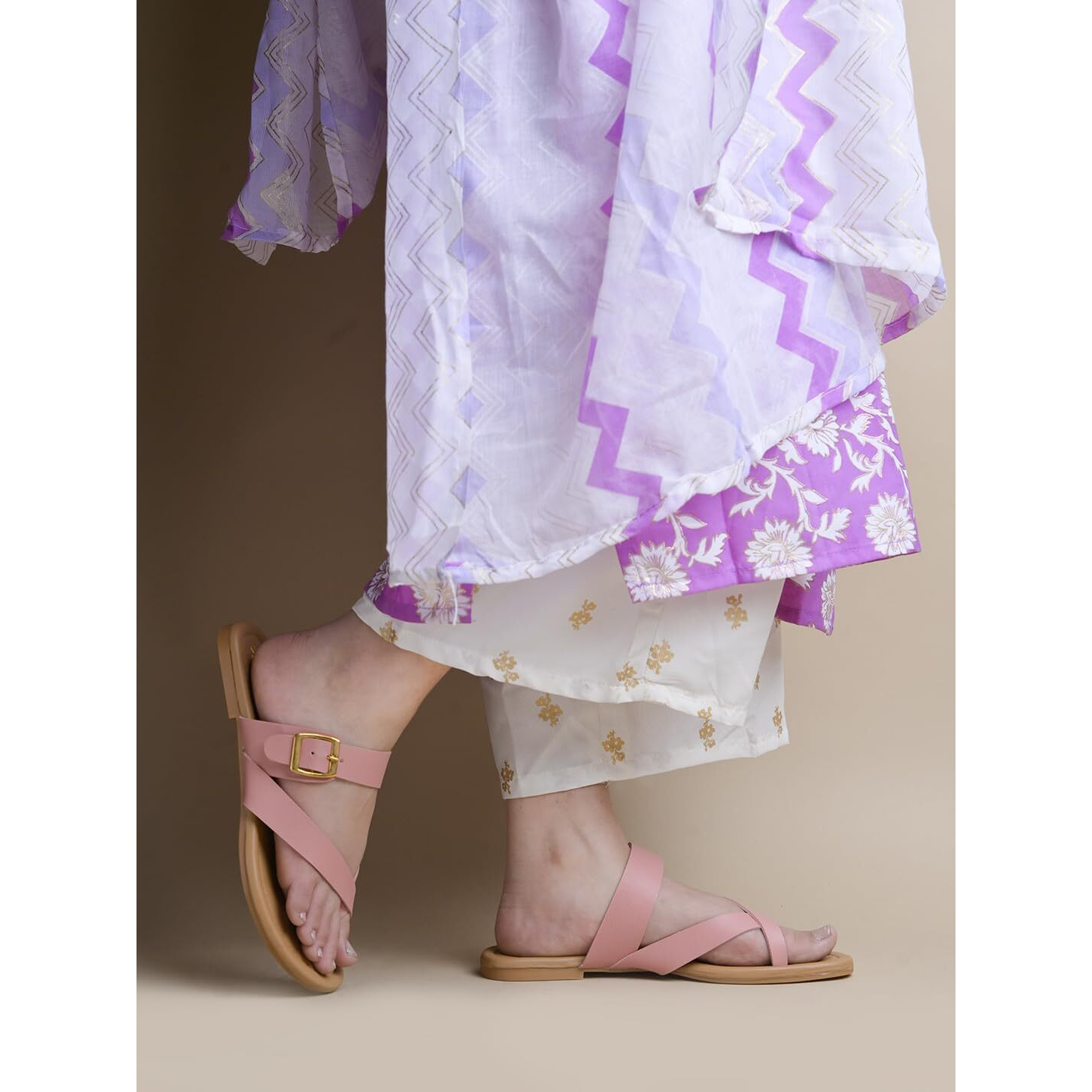 Shoetopia Women's Flats Peach With Side Buckle | Stylish Comfortable Slip-On Ballerina Shoes For Women & Girls | Casual & Office Eu41