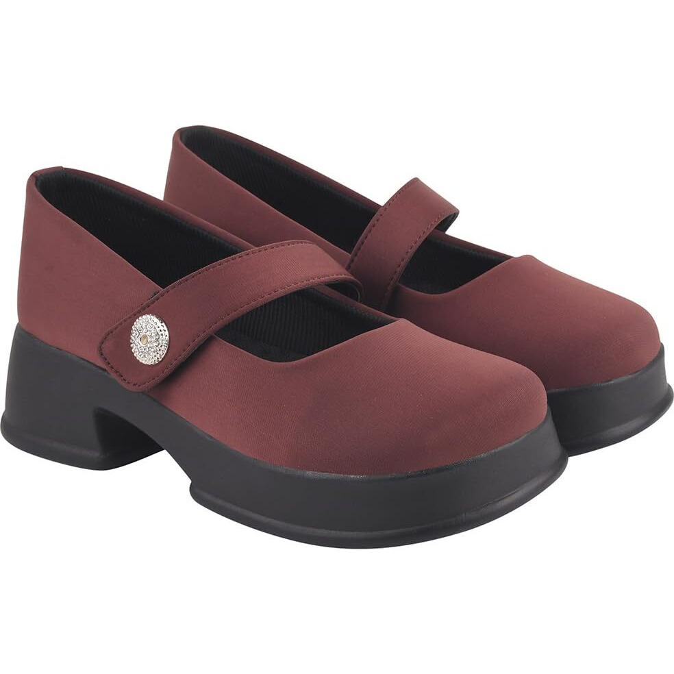 Shoetopia Stylish Brown Marry-Janes For Women & Girls /Eu38