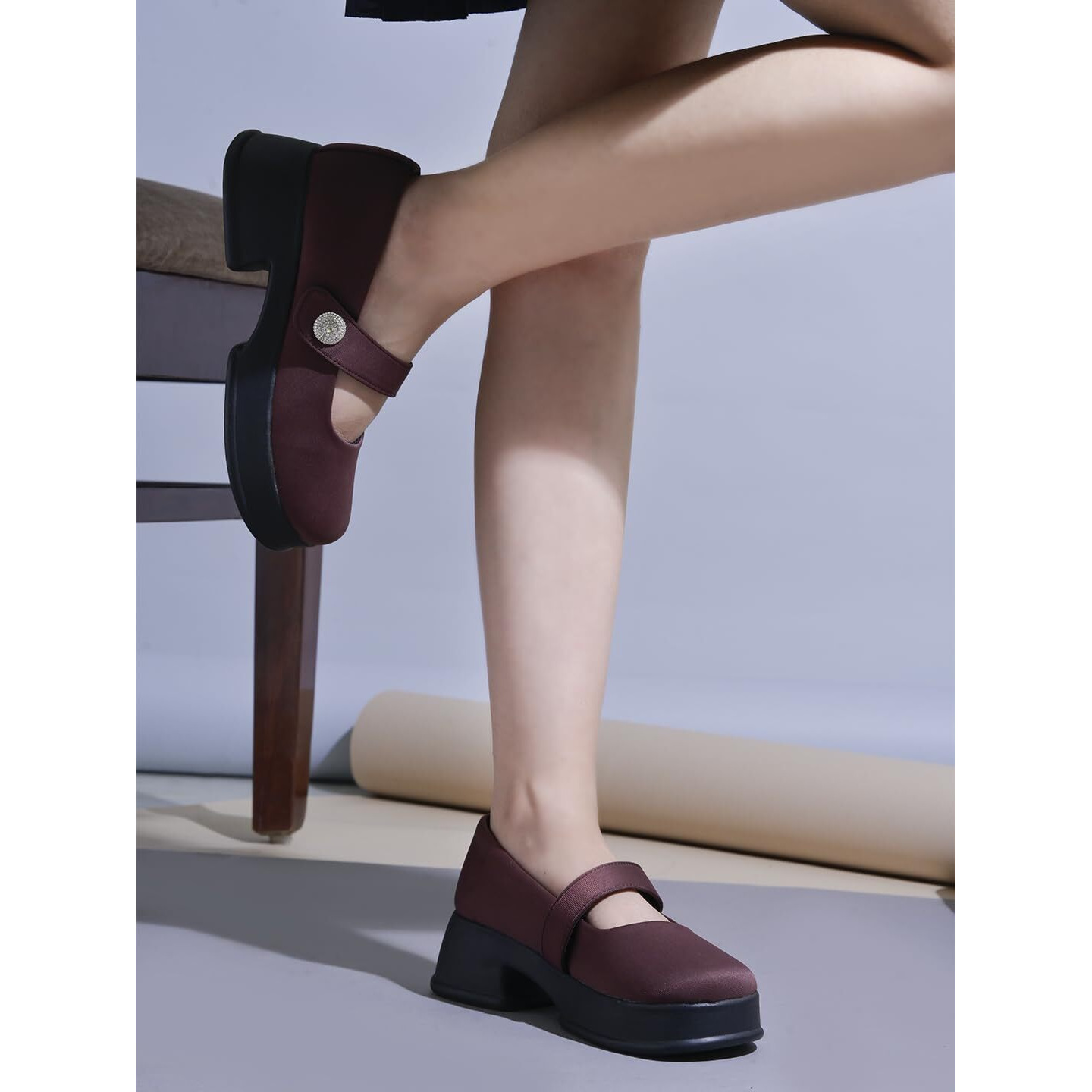 Shoetopia Stylish Brown Marry-Janes For Women & Girls /Eu38