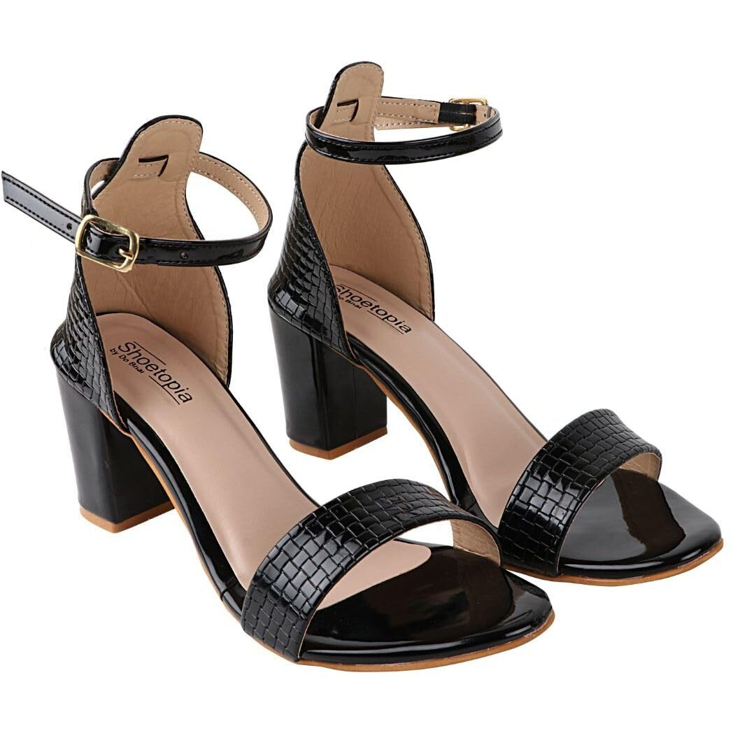 Shoetopia Girls Girls-Hn-1550 Black Heeled Sandal - 5 Uk (Girls-Hn-1550-Black)
