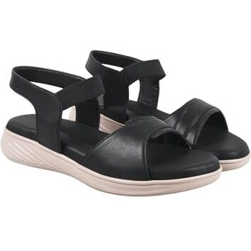 Shoetopia Orthopedic Doctor Sole Black Comfort Sandals For Women & Girls /Eu39