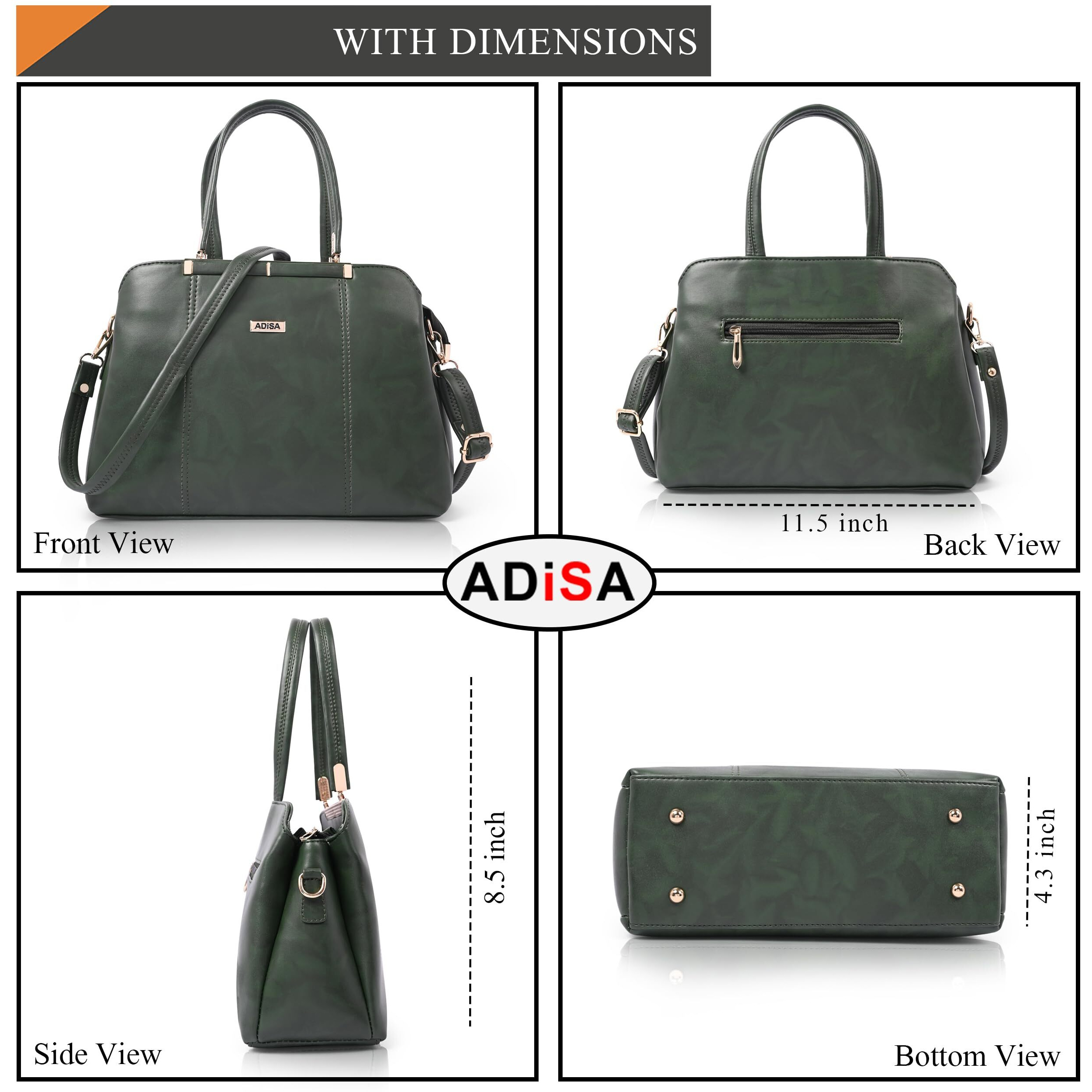 Adisa Two Tone Handbag 3 Compartments Shoulder Bag For Women And Girls With Sling Belt (Ad4084-D.Grn)