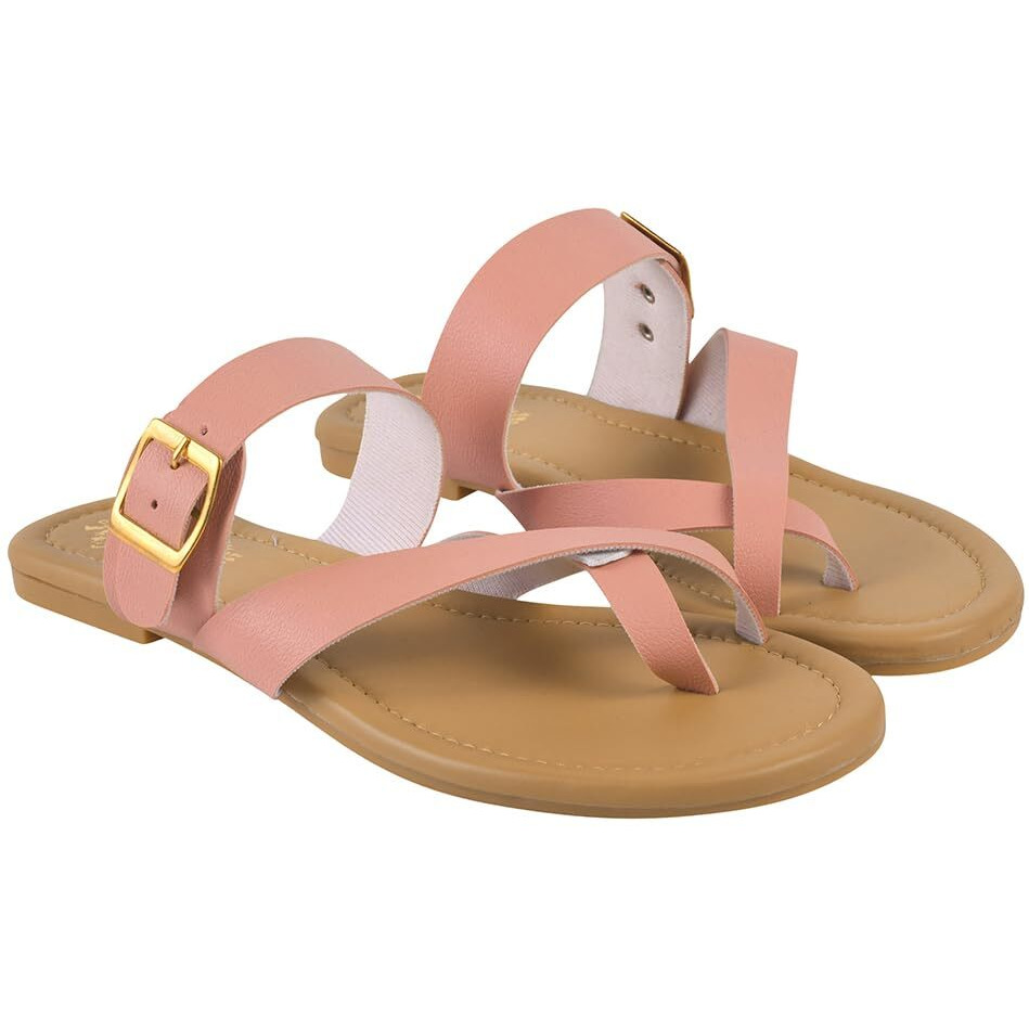 Shoetopia Women's Flats Peach With Side Buckle | Stylish Comfortable Slip-On Ballerina Shoes For Women & Girls | Casual & Office Eu38