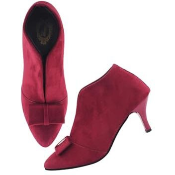 Shoetopia Solid Bow Detailed Cherry Pumps For Girls-Eu37