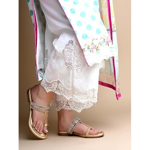 Shoetopia Chic Comfort Golden Kolhapuri Flats For Women & Girls /Eu41