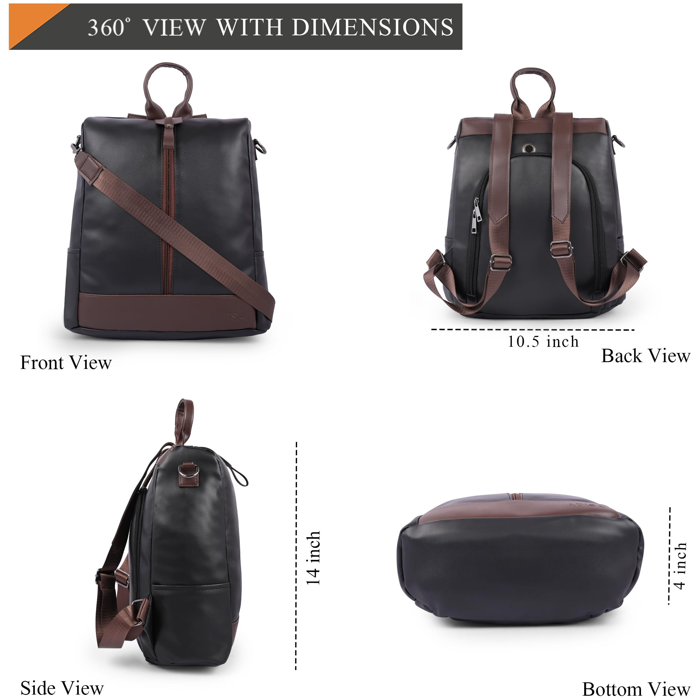 Adisa Faux Leather Backpack Bag For Women & Girls (Bp065-Bla)