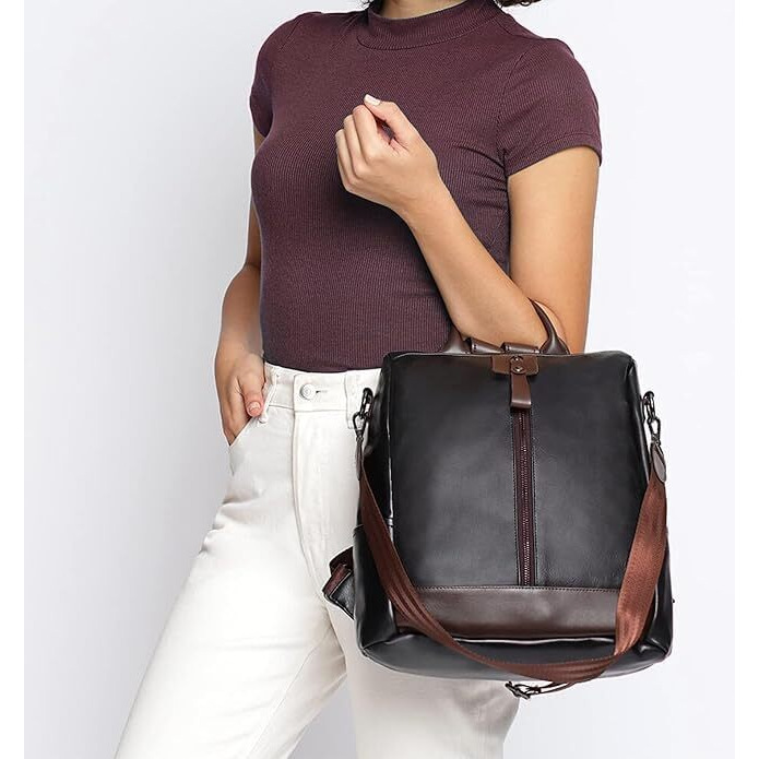 Adisa Faux Leather Backpack Bag For Women & Girls (Bp065-Bla)