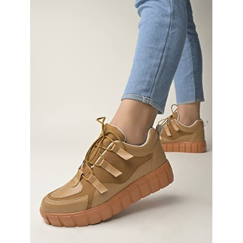 Shoetopia Girls Jm-51 Tan Sneaker - 8 Uk (Girls-Jm-51-Tan)