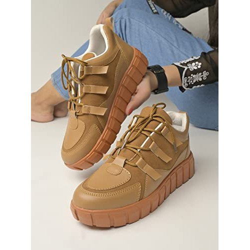 Shoetopia Girls Jm-51 Tan Sneaker - 8 Uk (Girls-Jm-51-Tan)