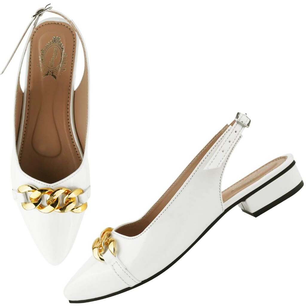 Shoetopia Pointed Toe Flat White Belly For Girls-Eu39