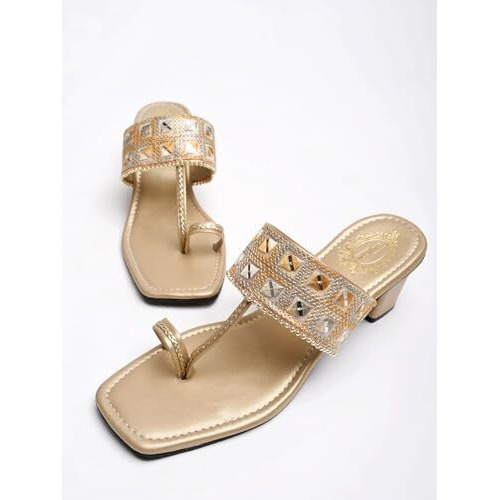 Shoetopia Girls Kh-5566 Golden Heeled Sandal - 6 Uk (Girls-Kh-5566-Golden)