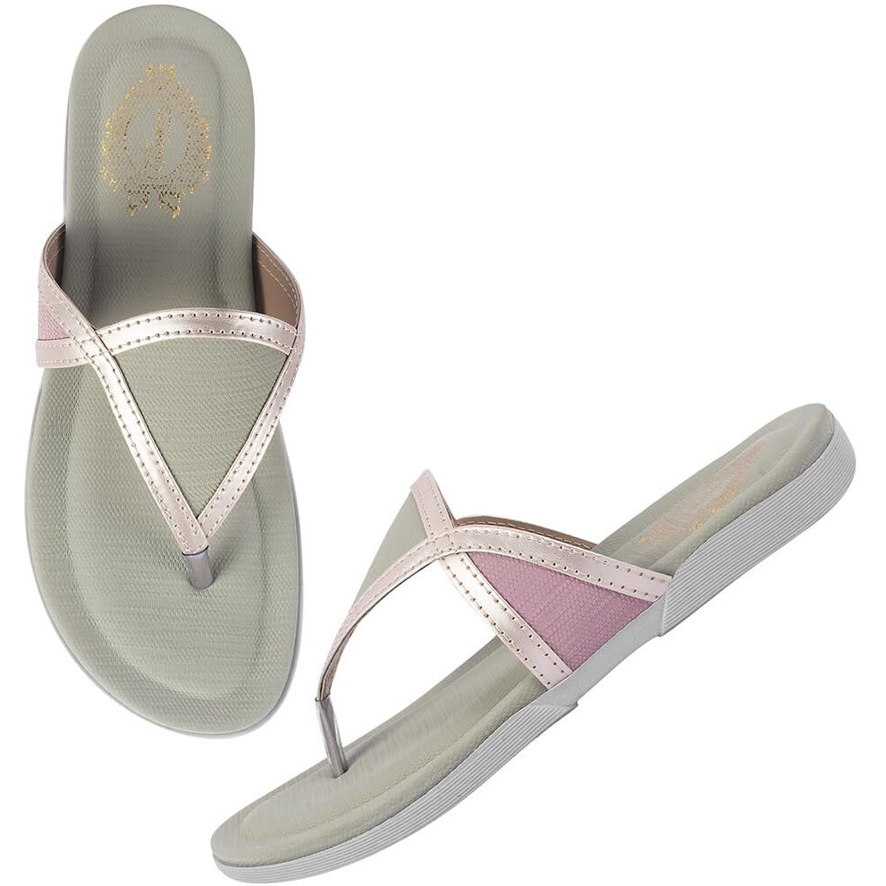 Shoetopia Women's Flat-3232 Flat Sandal-6 Kids Uk (Flat-3232-Green)-Eu39