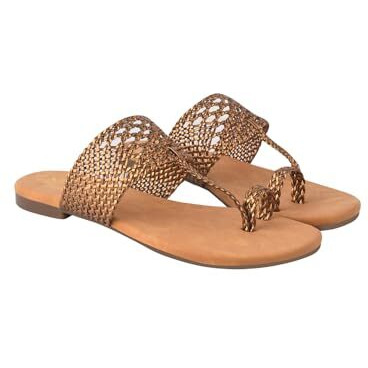 Shoetopia Chic Comfort & Stylish Copper Kolhapuri Flats For Women & Girls /Eu42