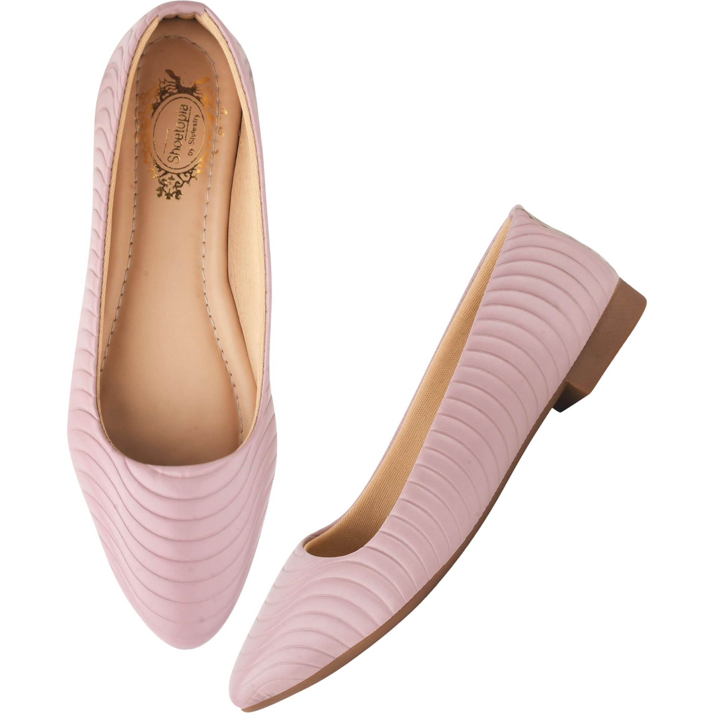 Shoetopia Women's Mauvetextured Bellies  Elegant Slip-On Flats With Wavy Design For Daily, Office & Casual Eu40 Purple