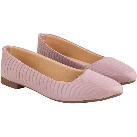 Shoetopia Women's Mauvetextured Bellies  Elegant Slip-On Flats With Wavy Design For Daily, Office & Casual Eu40 Purple