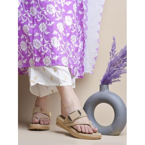 Shoetopia Stylish Beige Wedges For Women & Girls /Eu41