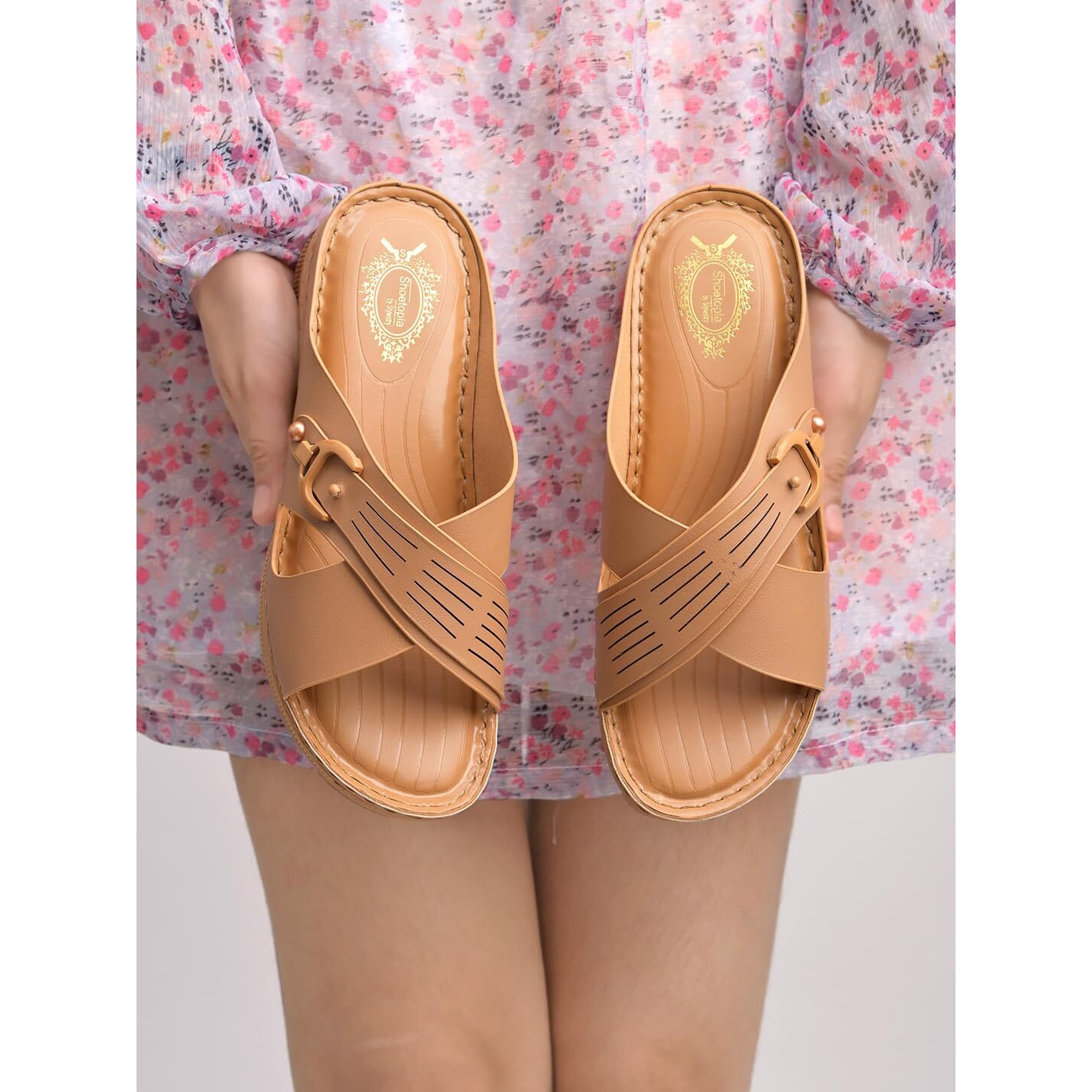 Shoetopia Comfortable Tan Doctor Sole Heels For Women & Girls /Eu39