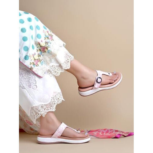 Shoetopia Floral Pink Print Slip-On Flats For Women & Girls /Eu37