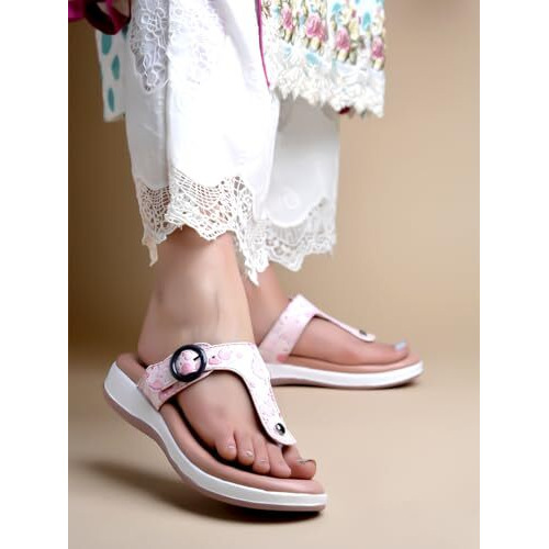 Shoetopia Floral Pink Print Slip-On Flats For Women & Girls /Eu37