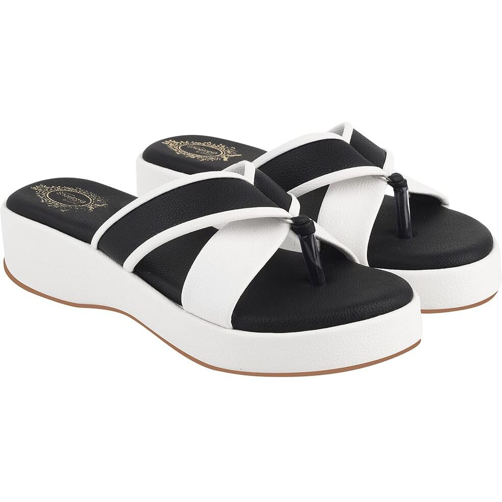 Shoetopia Cross Strap White Wedges For Women & Girls /Eu37