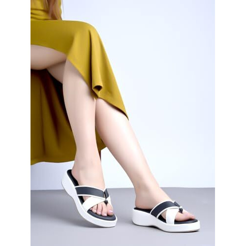 Shoetopia Cross Strap White Wedges For Women & Girls /Eu37