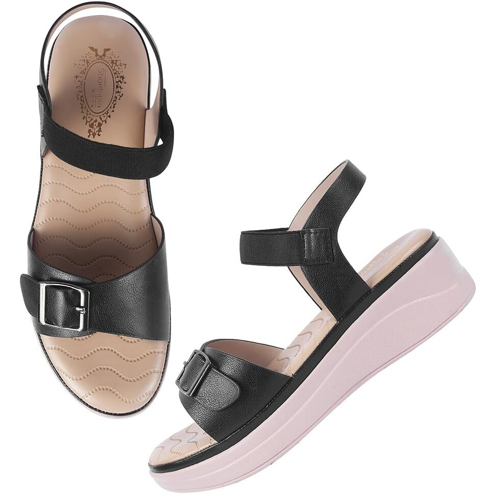 Shoetopia Women's Snd-2078 Heeled Sandal-6 Kids Uk (Snd-2078-Black)-Eu39