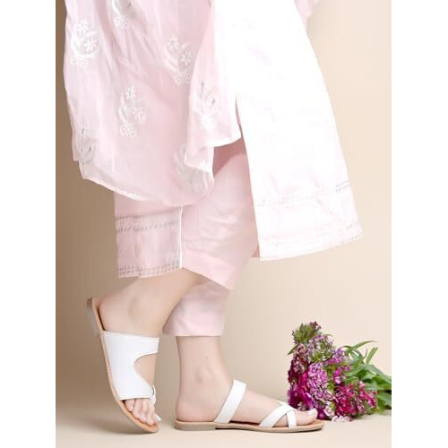 Shoetopia One Toe White Flats For Women & Girls /Eu37