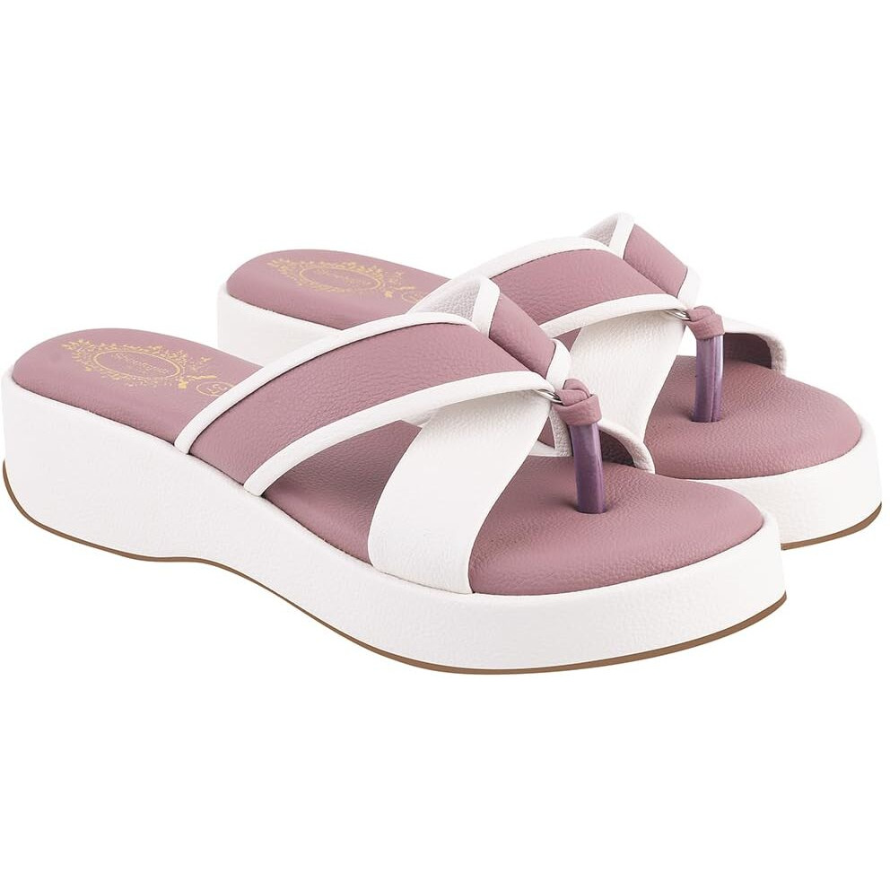 Shoetopia Cross Strap Mauve Wedges For Women & Girls /Eu36