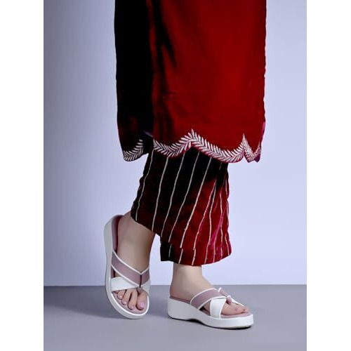 Shoetopia Cross Strap Mauve Wedges For Women & Girls /Eu36
