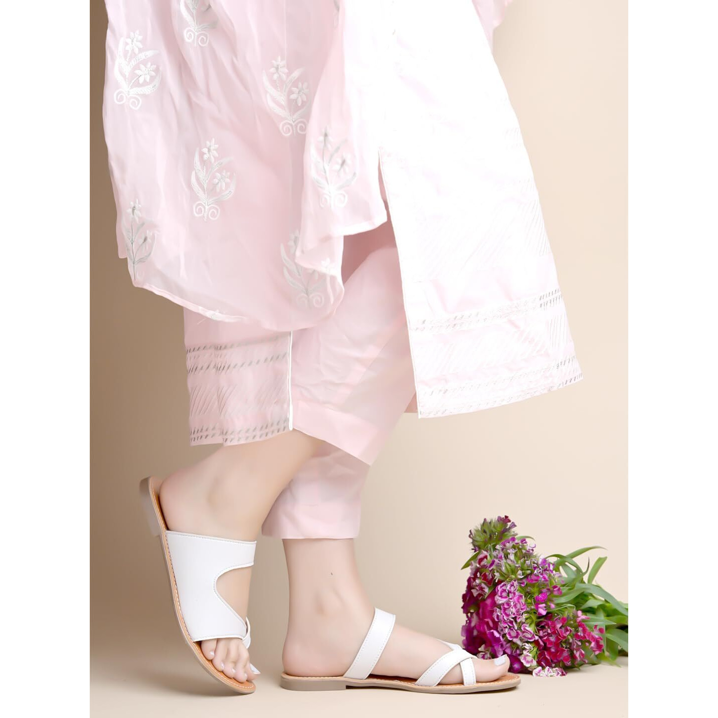 Shoetopia One Toe White Flats For Women & Girls /Eu38
