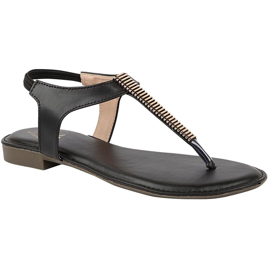Shoetopia Girls Girls-Snd-200 Black Flat Sandal - 3 Uk (Girls-Snd-200-Black)