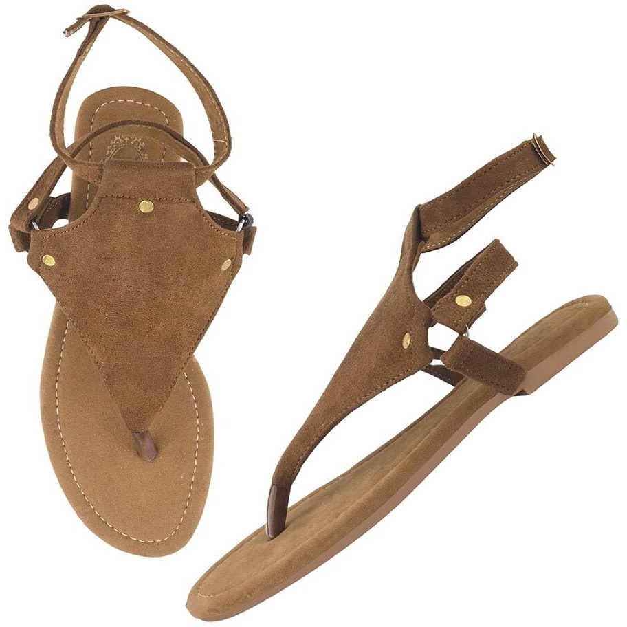 Shoetopia Stylish Ankle Strap Tan Flat Sandals For Women & Girls /Eu36