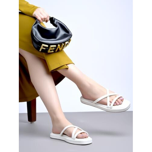 Shoetopia Cross Strap White Flats For Women & Girls /Eu40