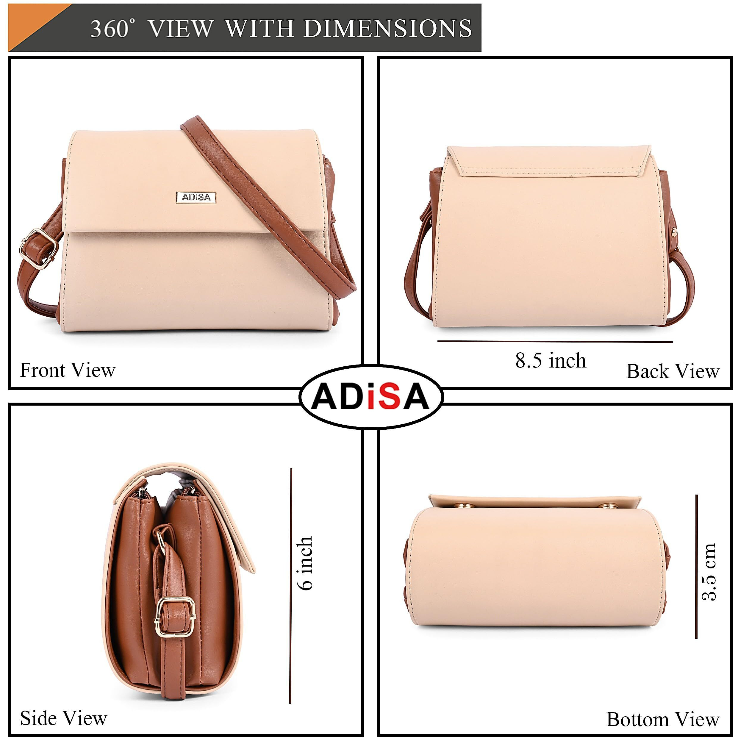 Adisa Women Girls Dual Cross Body Sling Bag (Sl5158-Cre)