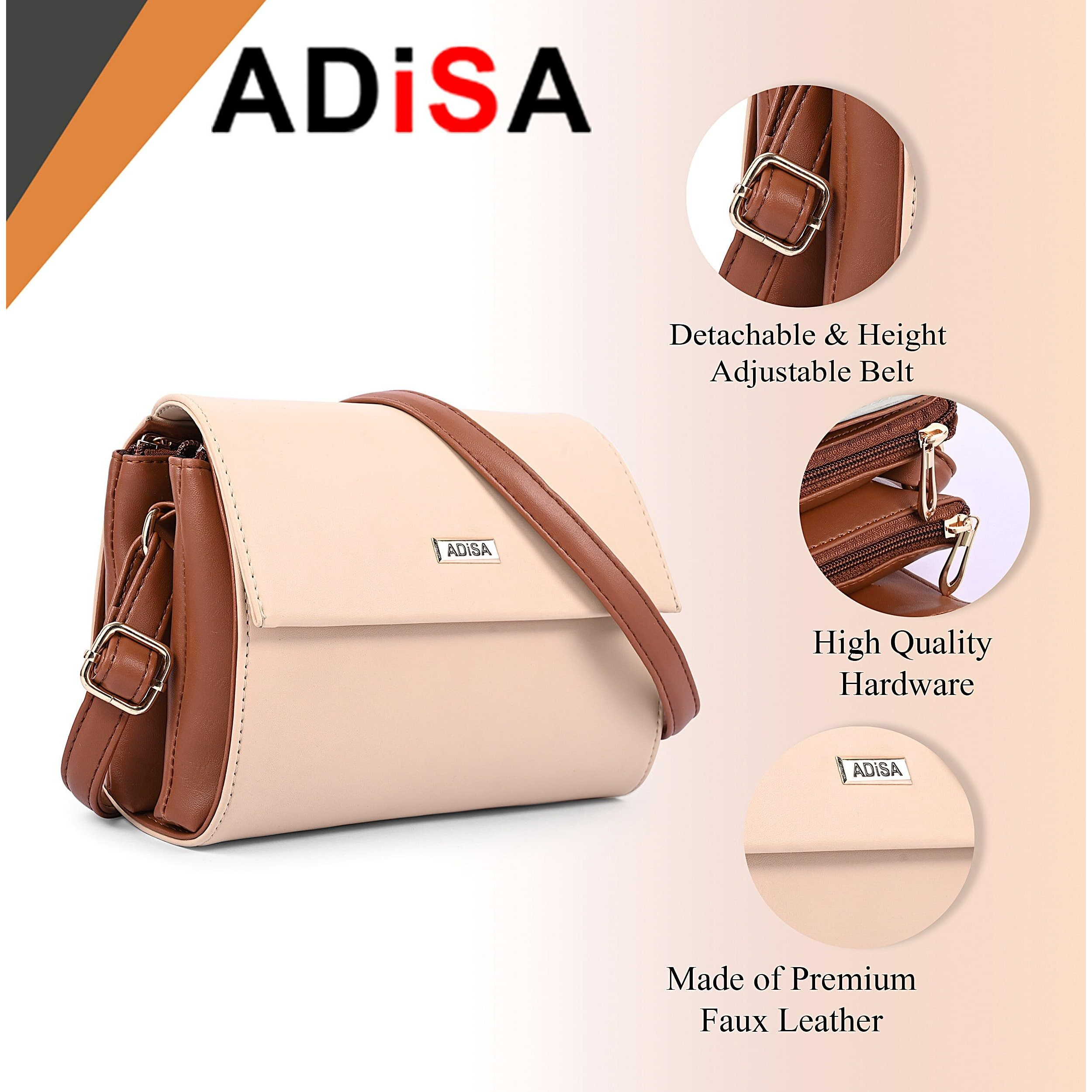 Adisa Women Girls Dual Cross Body Sling Bag (Sl5158-Cre)