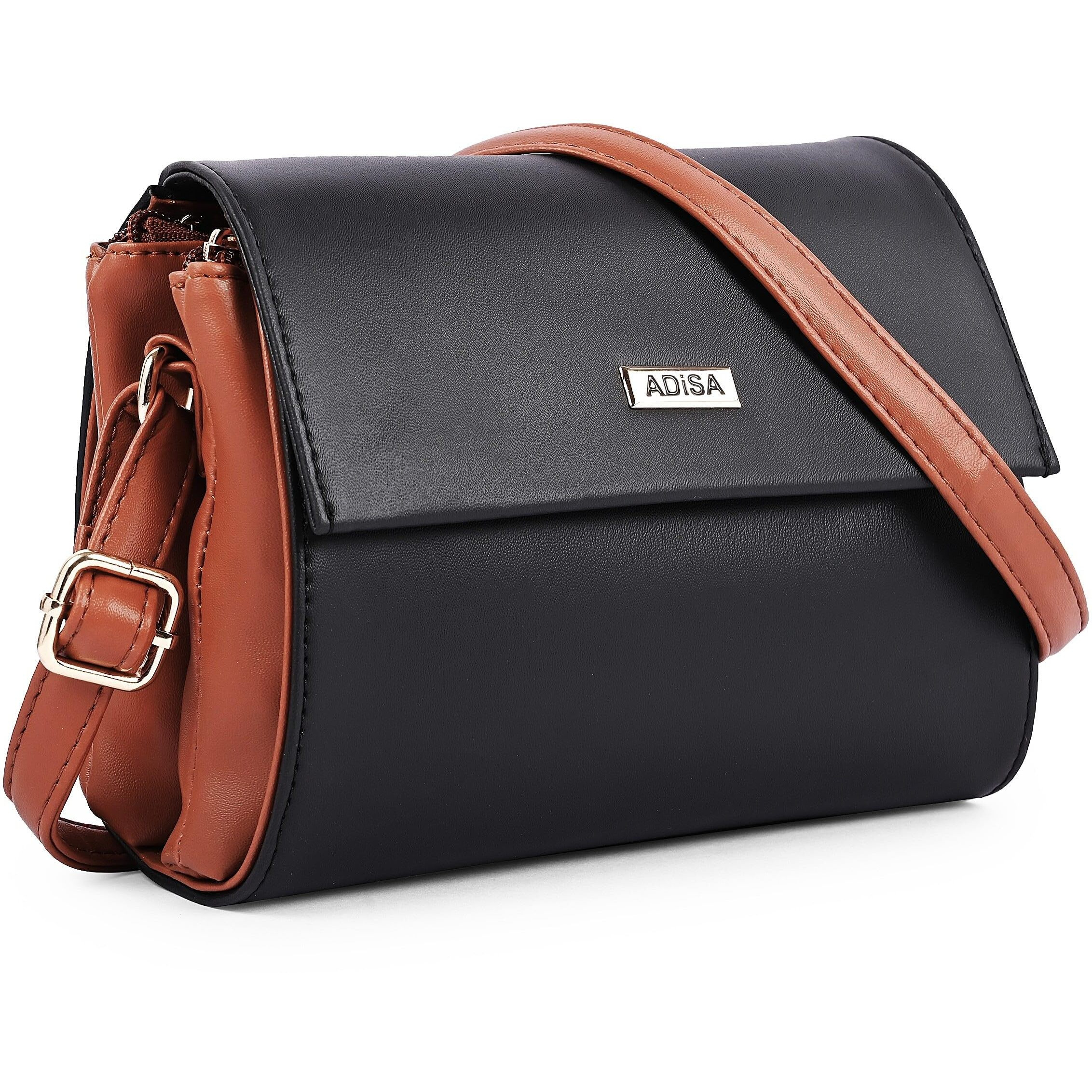 Adisa Women Girls Dual Cross Body Sling Bag (Sl5158-Bla)