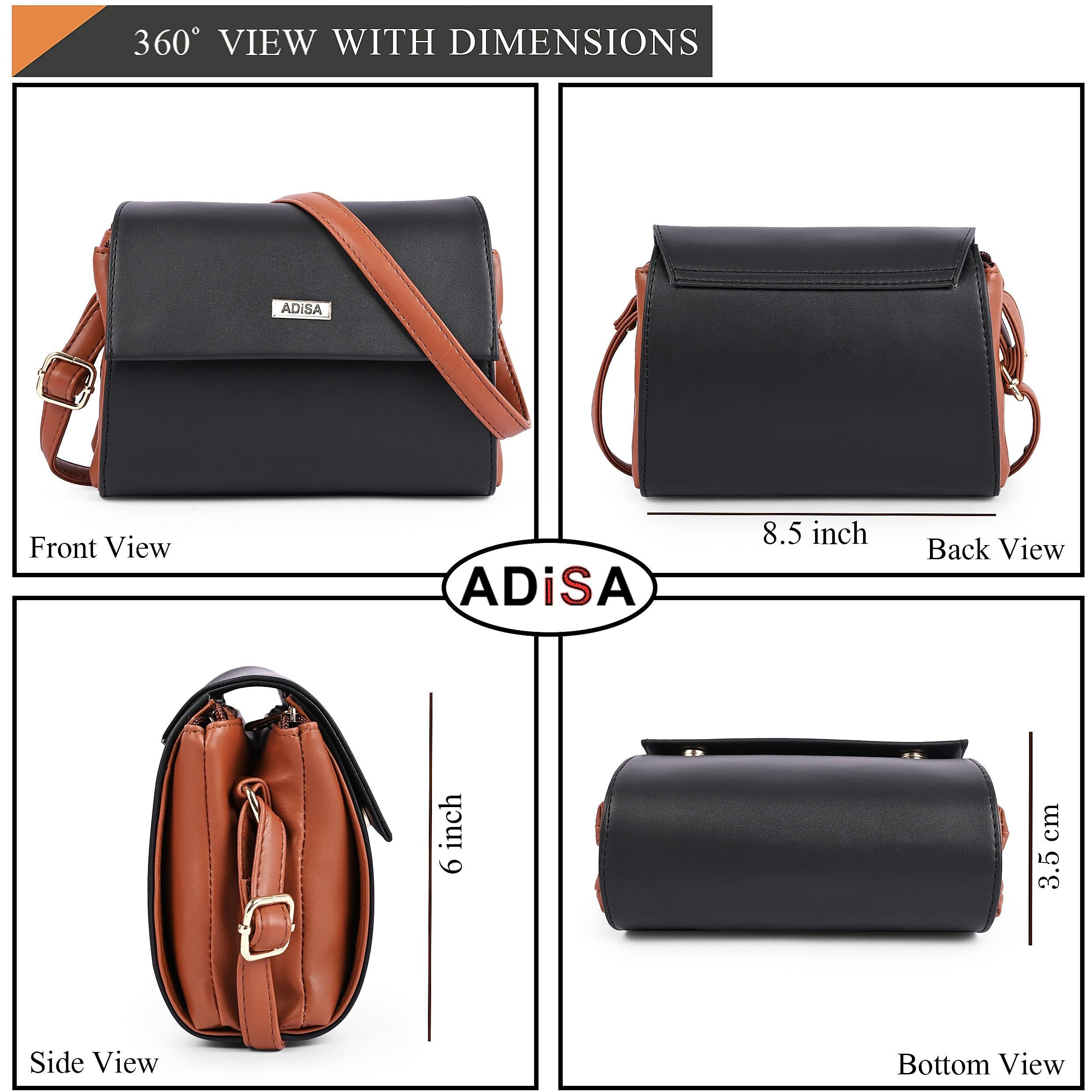 Adisa Women Girls Dual Cross Body Sling Bag (Sl5158-Bla)