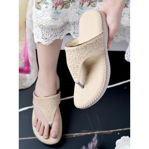 Shoetopia Orthopedic Doctor Sole Beige Comfort Slippers For Women & Girls /Eu39