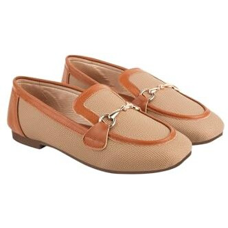 Shoetopia Buckle Detailed Tan Loafers For Women & Gilrs /Eu39
