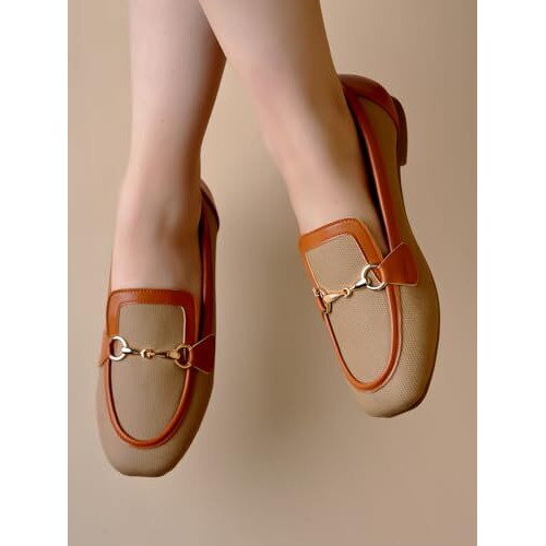 Shoetopia Buckle Detailed Tan Loafers For Women & Gilrs /Eu39